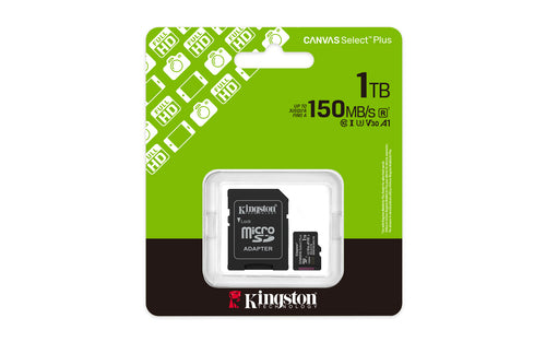Kingston Technology 1TB microSDXC Canvas Select Plus Gen3 150MB/s A1 (Incluye adaptador de SD) Memorias flash 1 TB Micro