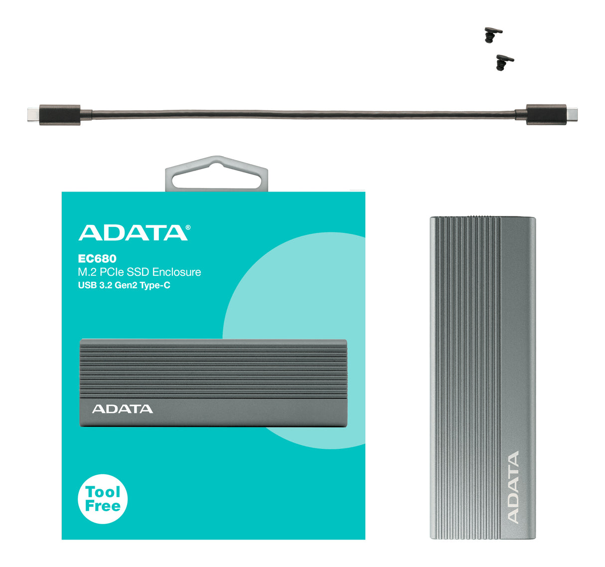 ADATA EC680 cajas para discos duros externos 1 M.2 cm (M.2") PCI Express 30,42,60,80 mm