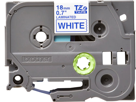 CINTA BROTHER TZ-243 LAMINADA AZUL SOBRE BLANCO 18MMX8M PT300/310B/330/530