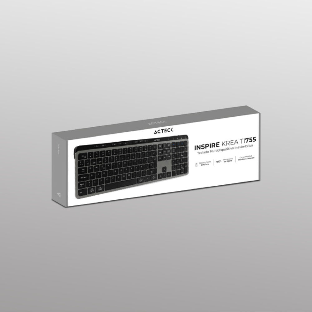 Acteck Inspire Krea TI755 teclado Hogar / Oficina RF inalámbrico + bluetooth QWERTY Español Negro, Gris