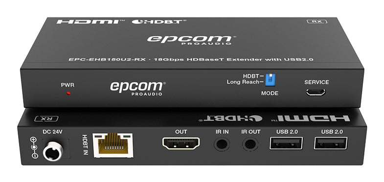 Epcom EPC-EHB150U2 extensor audio/video Transmisor y receptor de señales AV Negro