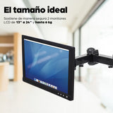 Manhattan Soporte para monitor, de escritorio, movimiento articulado, 2 pantallas planas de 13" a 24" máximo 6 kg cada u