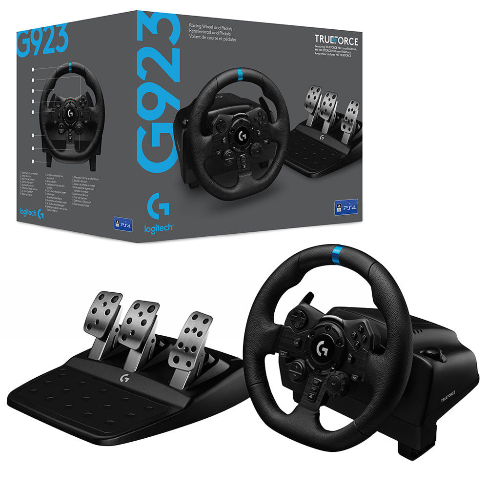 Volante de Carreras y Pedales Logitech G923 hasta 1000 Hz Force Feedback, Embrague Dual, para Xbox, PC, Negro