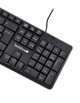 TechZone Alámbrico teclado Universal USB QWERTY Negro, Tamaño completo (100%)