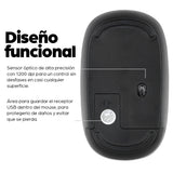 Manhattan Ratón óptico inalámbrico MW3050, negro, 1200 dpi, 2,4 GHz (hasta 10 m), USB, ambidiestro, 3 botones con rueda, receptor nano USB-A, pila AA incluida, base de baja fricción, garantía 3 años Ratón 1 Vertical Universal Óptico