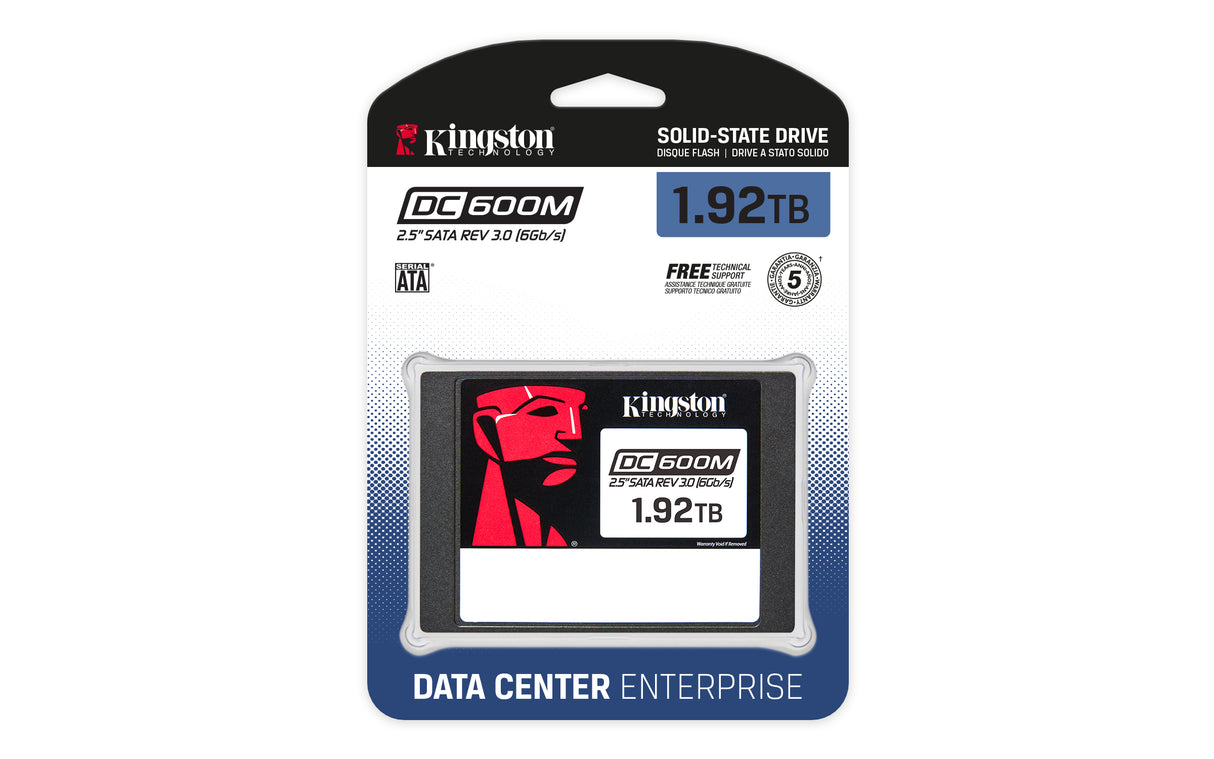 Kingston Technology Disco SSD DC600ME SATA Enterprise (uso mixto) de 2,5” y 1920 G unidades internas de estado sólido 1,92 GB 2.5" Serial ATA III 3D TLC NAND