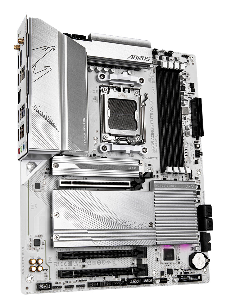 GIGABYTE B650 AORUS ELITE AX ICE Placa base - Compatible con procesadores AMD Ryzen 9000, VRM digital de 12+2+2 fases, hasta 8000 MHz DDR5 (OC), 1xPCIe 5.0 + 2xPCIe 4.0 M.2, Wi-Fi 6E, LAN 2.5GbE, USB 3.2 Gen 2x2 placas base AMD Zócalo AM5 1 Zócalo AM5