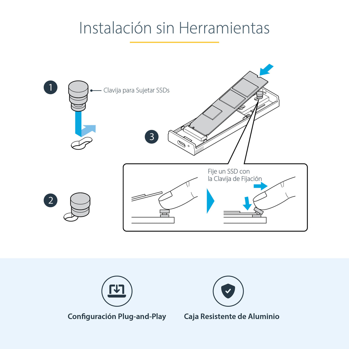 StarTech.com Caja Externa de Aluninio USB-C 10Gbps a NVMe M.2 o SSD M.2 SATA - Sin Herramientas para SSD M.2 NGFF PCIe/S