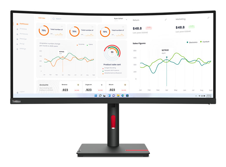 Lenovo ThinkVision T34w-30 Monitor 86,4 cm (34") 3440 x 1440 Pixeles Wide Quad HD W-LED Negro