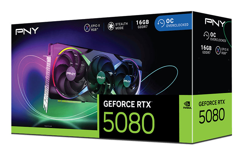 PNY VCG508016TFXXPB1-O tarjeta gráfica NVIDIA GeForce RTX 5080 16 GB GDDR7, 256 Bit, 7680 x 4320 Pixeles, PCI Express x1