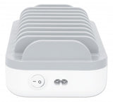 Manhattan Estación de carga de 10 puertos: 3 USB-C (hasta 18 W PD) y 7 USB-A (hasta 12 W), potencia total 120 W, blanco/gris, garantía 3 años organizadores para estación de carga Contacto Montaje de sobremesa Mesa 10