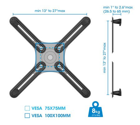 Manhattan Kit adaptador de montaje para monitores no VESA Monitor Negro