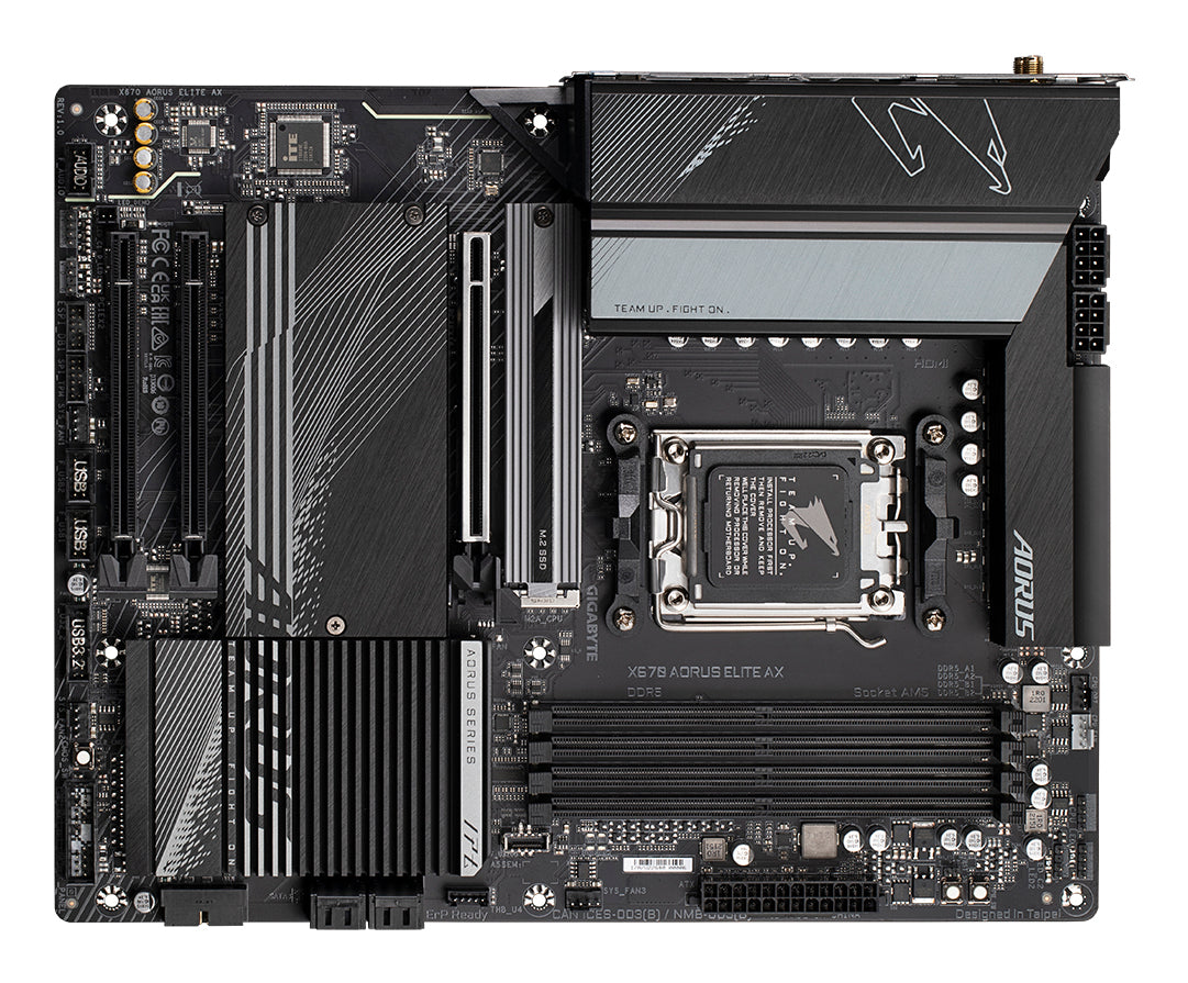 GIGABYTE X670 AORUS ELITE AX Placa base - Compatible con AMD Ryzen 9000 Series CPUs, 16+2+2 Phases Digital VRM, up to 8000MHz DDR5 (OC), 1xPCIe 5.0 + 3xPCIe 4.0 M.2, Wi-Fi 6E, 2.5GbE LAN, USB 3.2 Gen 2x2 placas base AMD Zócalo AM5 AMD Ryzen™ 7 1