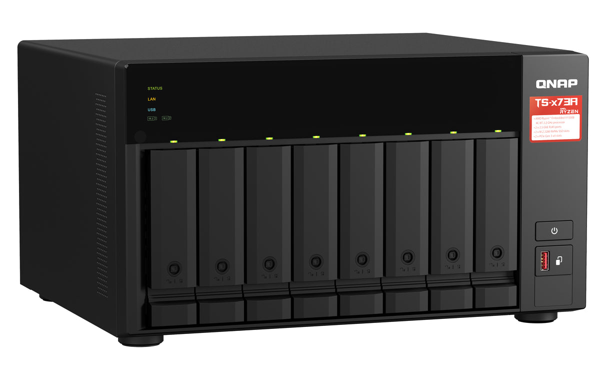 QNAP TS-873A Servidor 0 GB M.2, Serial ATA II, Serial ATA III 2.5,3.5,M.2 cm (2.5,3.5,M.2") 2