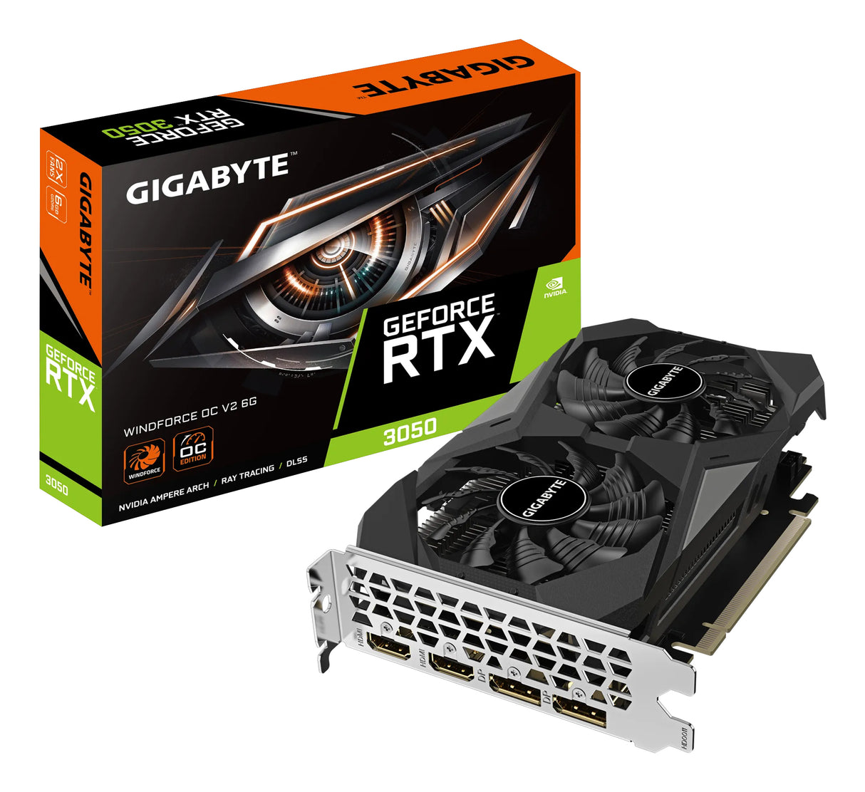 GIGABYTE GeForce RTX 3050 WINDFORCE OC V2 6G tarjetas gráficas Si 2304 NVIDIA GeForce RTX 3050