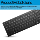 HP Teclado de escritorio 320K con cable, Tamaño completo (100%), Alámbrico, USB