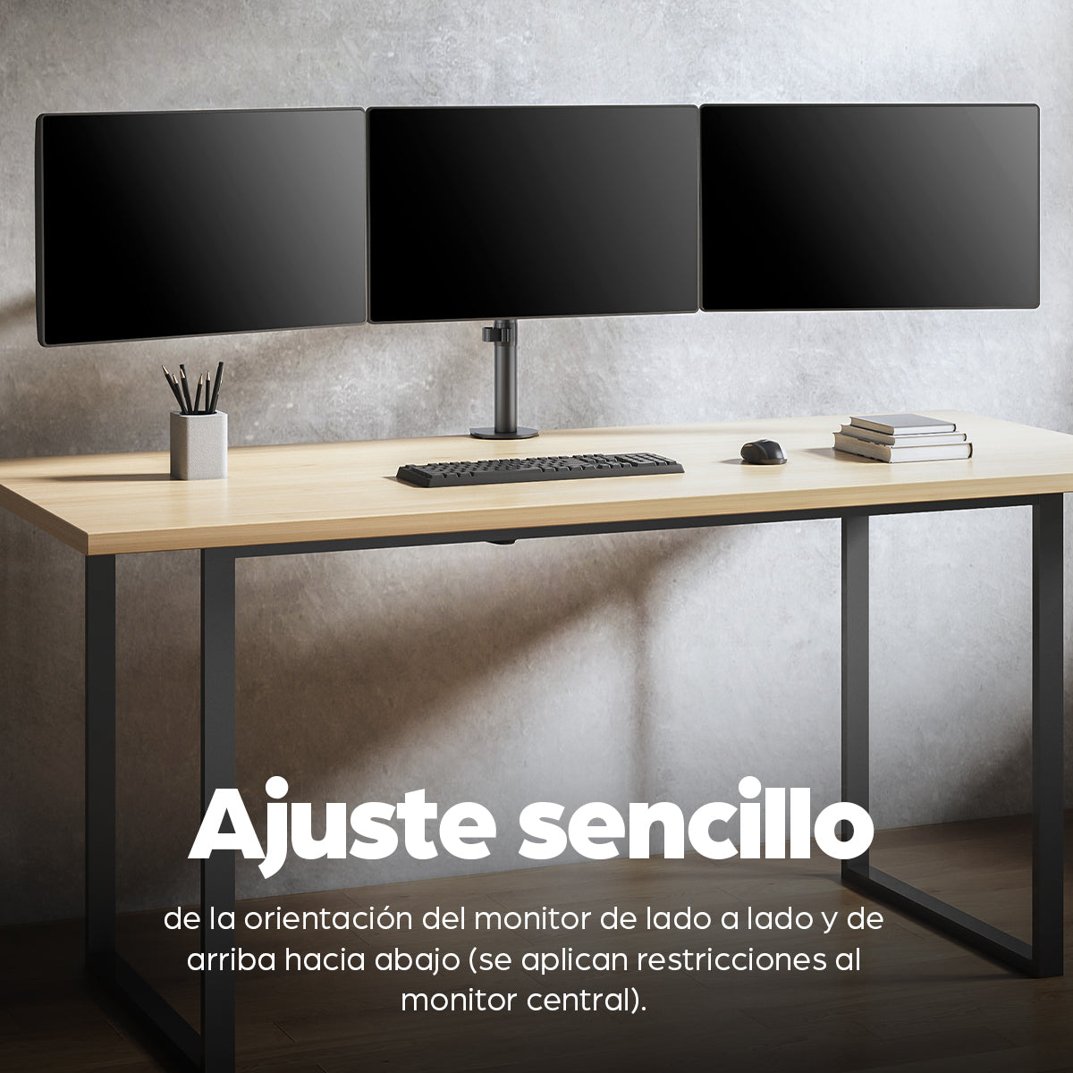 Manhattan Soporte triple de sobremesa para 3 monitores, pantallas 10"–27", montaje traseros con abrazadera, Co