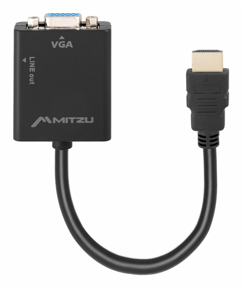 MITZU MHD-1020 convertidor de señal de vídeo Convertidor de vídeo pasivo, Negro, HDMI, VGA/3.5 mm