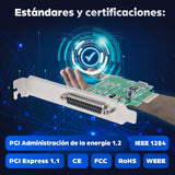 Manhattan Tarjeta Paralela PCI Express tarjetas y adaptadores de interfaz PCIe Paralelo Si IEEE 1284, CE, FCC, RoHS, WEEE
