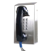 JR201-FK-Analog-SS, Teléfono Análogo anti vandálico, acero inoxidable, 12 teclas, montaje en pared, 130x247x132mm