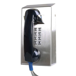 JR201-FK-Analog-SS, Teléfono Análogo anti vandálico, acero inoxidable, 12 teclas, montaje en pared, 130x247x132mm