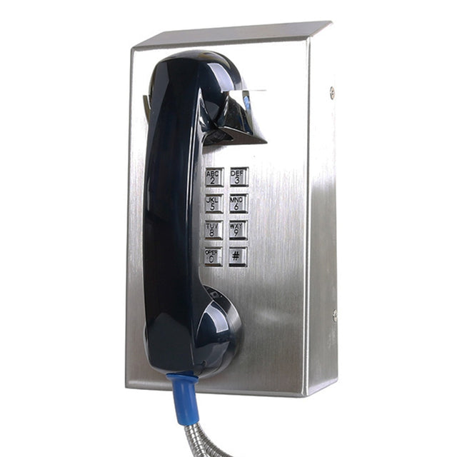 JR201-FK-Analog-SS, Teléfono Análogo anti vandálico, acero inoxidable, 12 teclas, montaje en pared, 130x247x132mm