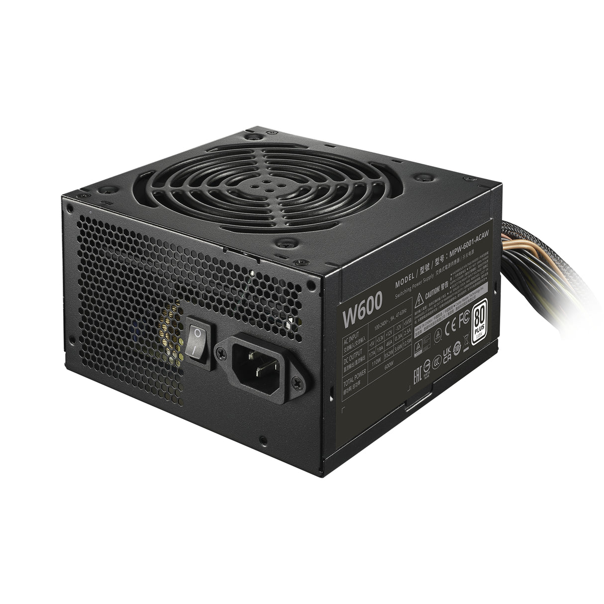 Cooler Master ELITE NEX White W600 unidad de fuente de alimentación 600 W 24-pines ATX ATX Negro, 100 - 240 V, Activo, 1