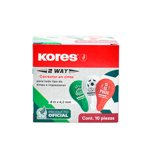 Kores 84326 corrección de películo/cinta 8 m Verde, Rojo, Blanco 10 pieza(s)