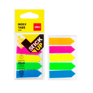 Deli EA10602 pestaña autoadhesiva 100 hojas Azul, Verde, Naranja, Rosa, Amarillo