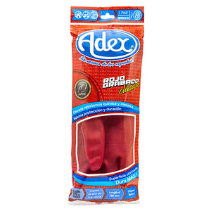 Guantes de hule Adex color rojo, N. 8