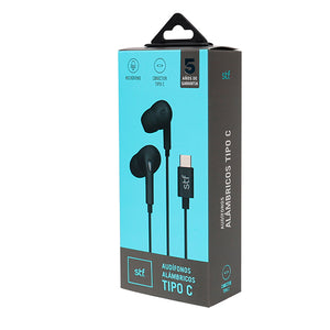STF ST-E60969 auricular y casco Auriculares Alámbrico Dentro de oído Llamadas/Música USB Tipo C Negr