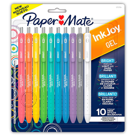 Papermate InkJoy Medio Bolígrafo de gel de punta retráctil Colores surtidos 10 pieza(s)