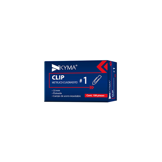 KYMA CLIP-CUADRADITO1 pinzas sujetapapeles Acero inoxidable 100 pieza(s), Plata, 46 hojas, Universal
