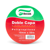 Cinta doble capa DEVEK 18 mm x 50 m colo