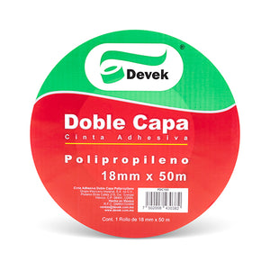 Cinta doble capa DEVEK 18 mm x 50 m colo