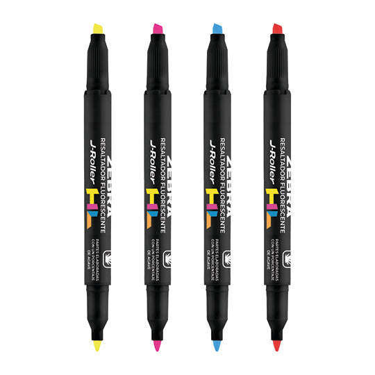 Zebra 300STOCNE004 marcadores 4 pieza(s) Punta de cincel/fina Colores surtidos Alrededor