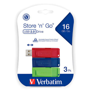 Verbatim 16GB Store 'n' Go USB Flash Drive unidad flash USB USB tipo A 2.0 Azul, Verde, Rojo