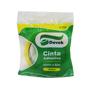 Cinta adhesiva DEVEK 24 mm x 65 m, ambar