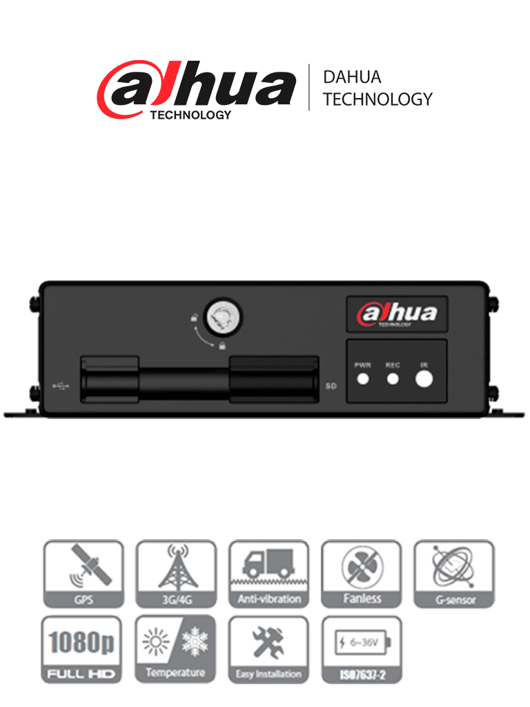 DVR Movil Dahua DHI-MXVR1004-GCI 4 Canales 1080p/ H.265/ 2 Tarjetas SD/ DSM/ADAS/BSD