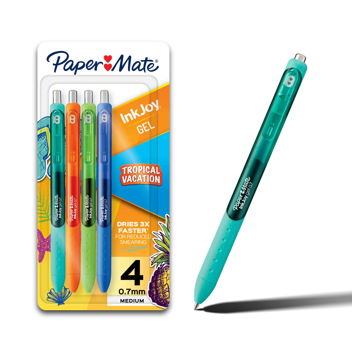 Papermate 2205627 bolígrafo de gel Medio Bolígrafo de gel de punta retráctil Colores surtidos 4 piez