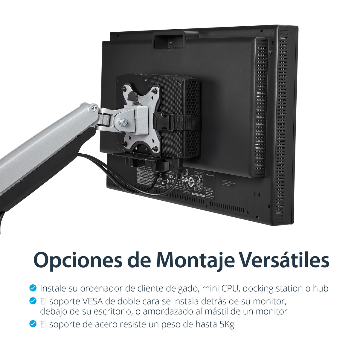 StarTech.com Soporte de Montaje VESA para Clientes Delgados - Caja VESA para Thin Clients - Soporte para Clientes Ligeros soportes para cpu Peana para monitor Escritorio pequeño 5 kg 75 x 75,100 x 100 mm