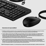 HP Combinación de mouse y teclado con cable 225, Tamaño completo (100%), Alámbrico, USB
