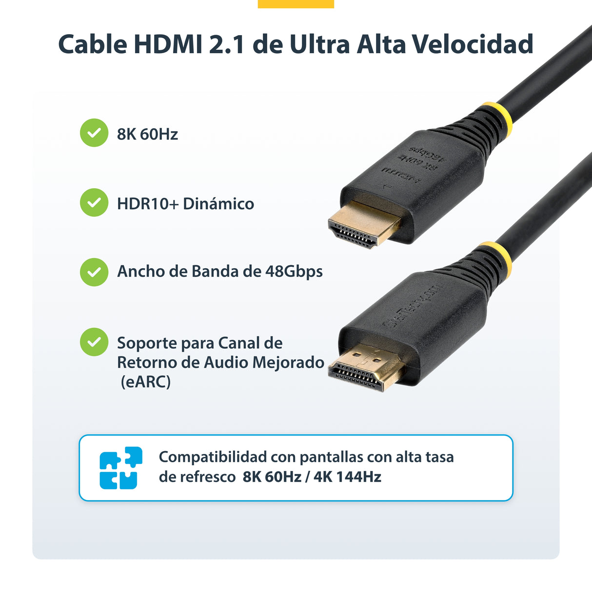 StarTech.com Cable HDMI Certificado de Ultra Alta Velocidad de 5m - 8K 60Hz/4K 120Hz - Cable HDMI 2.1 con HDR10+ / eARC