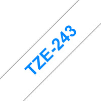 CINTA BROTHER TZ-243 LAMINADA AZUL SOBRE BLANCO 18MMX8M PT300/310B/330/530