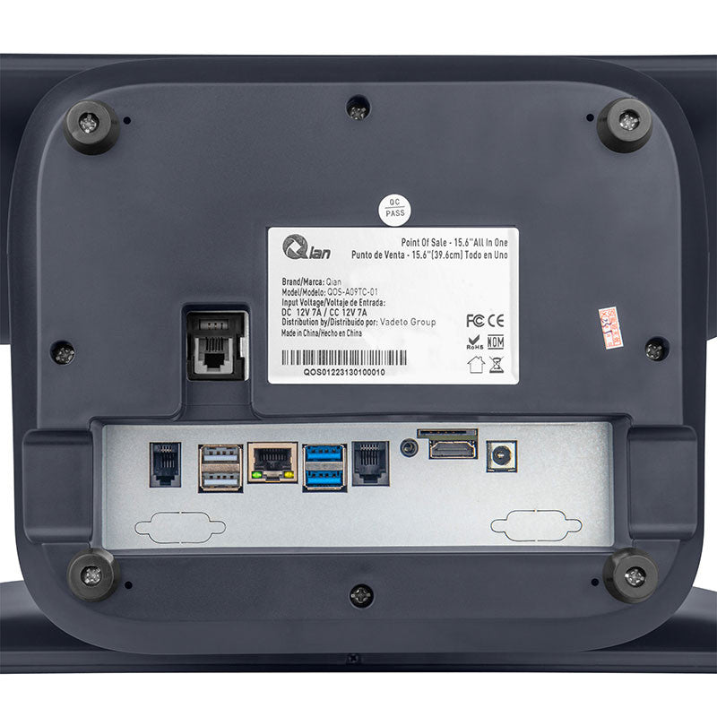Qian QOS-A09TC-01 sistema POS RK3568 2 GHz 39.6 cm (15.6") 1366 x 768 Pixeles Pantalla táctil, 250 cd / m², Capacitiva, 