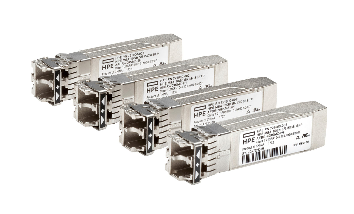 HPE MSA 10Gb Short Range iSCSI SFP+ 4-pack Transceiver, Fibra óptica, 10000 Mbit/s, 850 nm