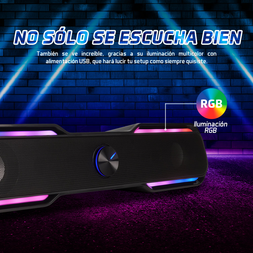 BOCINA START THE GAME BSP-350 BLUETOOTH/3.5MM, USB, ILUMINACIÓN RGB, NEGRO