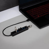 Acteck Port X7C DH607 USB Tipo C 5000 Mbit/s Negro, USB 3.2 Gen 1 (3.1 Gen 1) Type-A, Aluminio, Cable redondo