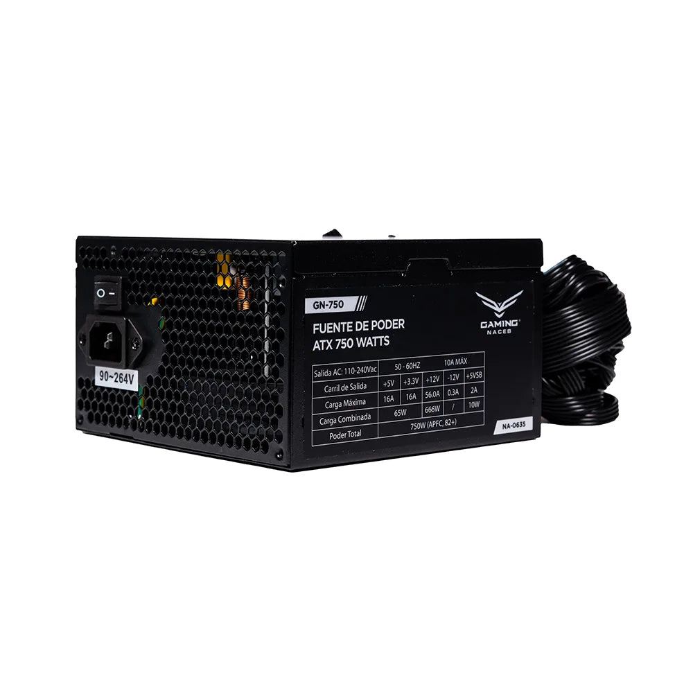 Naceb Gaming Fuente de Poder NA-0635, 500W, ATX, Eficiencia 80 Plus