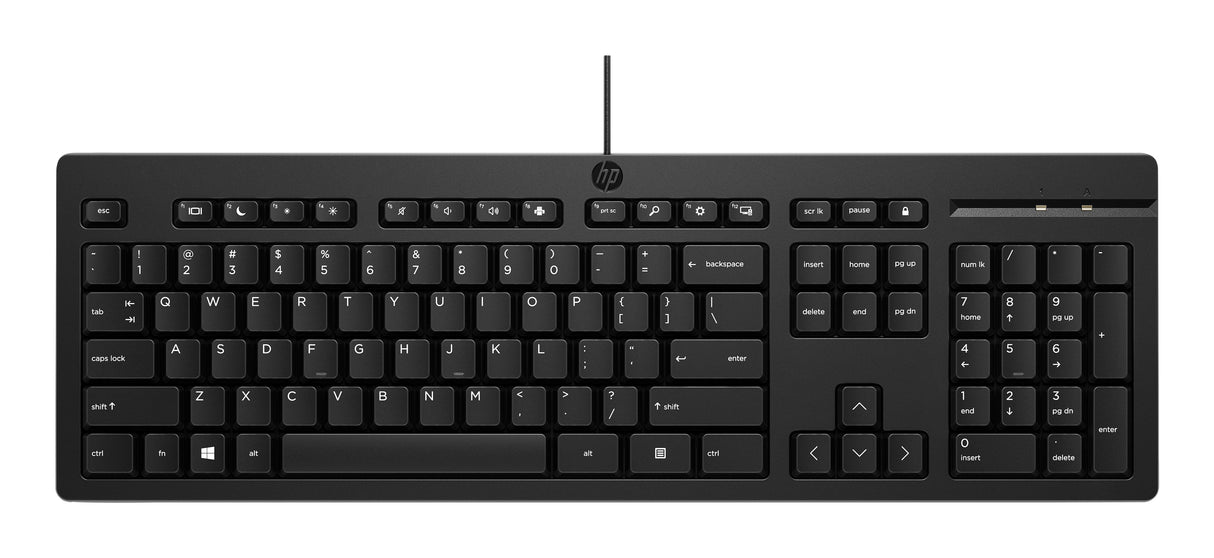 HP Teclado 125 con cable, Tamaño completo (100%), Alámbrico, USB, 266C9AA#ABM